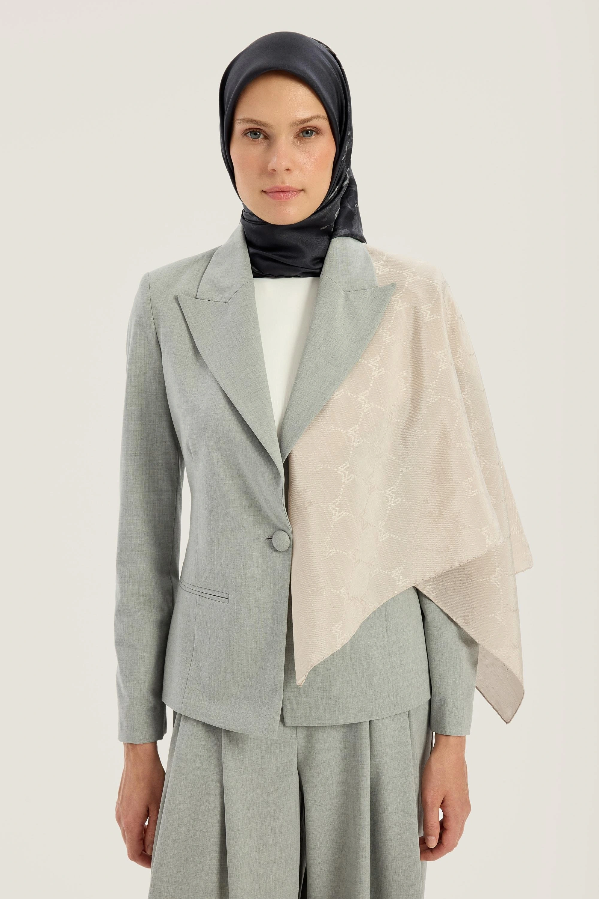 Maisa NEDA PAMUK İPEK EŞARP 90*90 CM - TAŞ