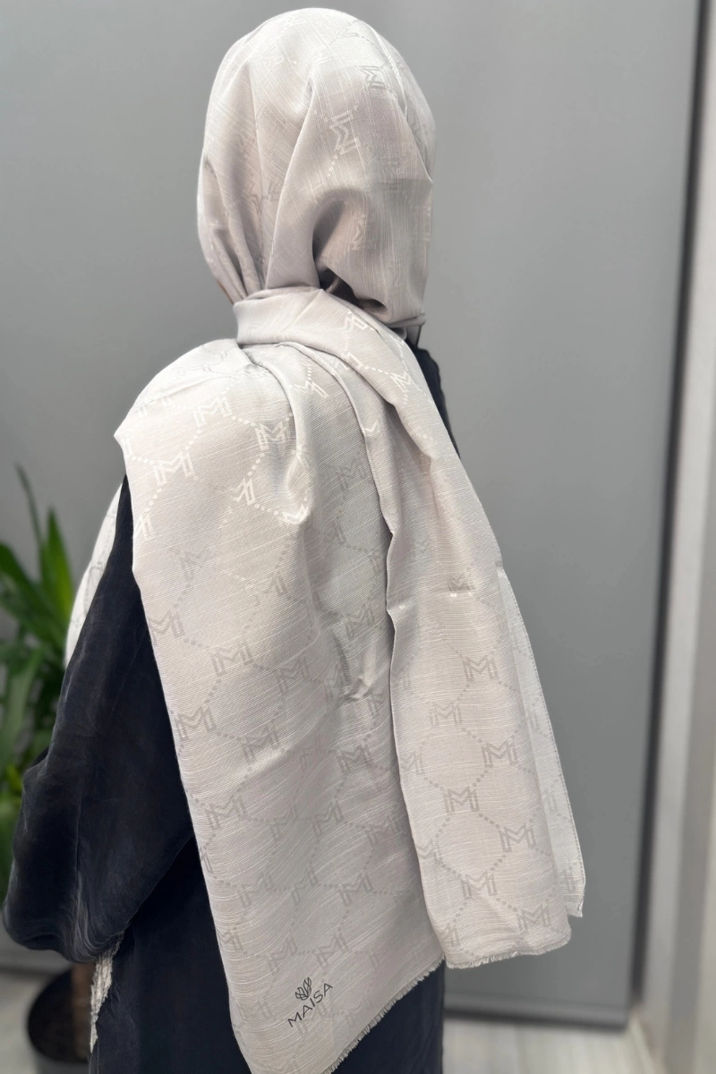Maisa NEDA PAMUK İPEK ŞAL 70*190 CM - AÇIK GRİ