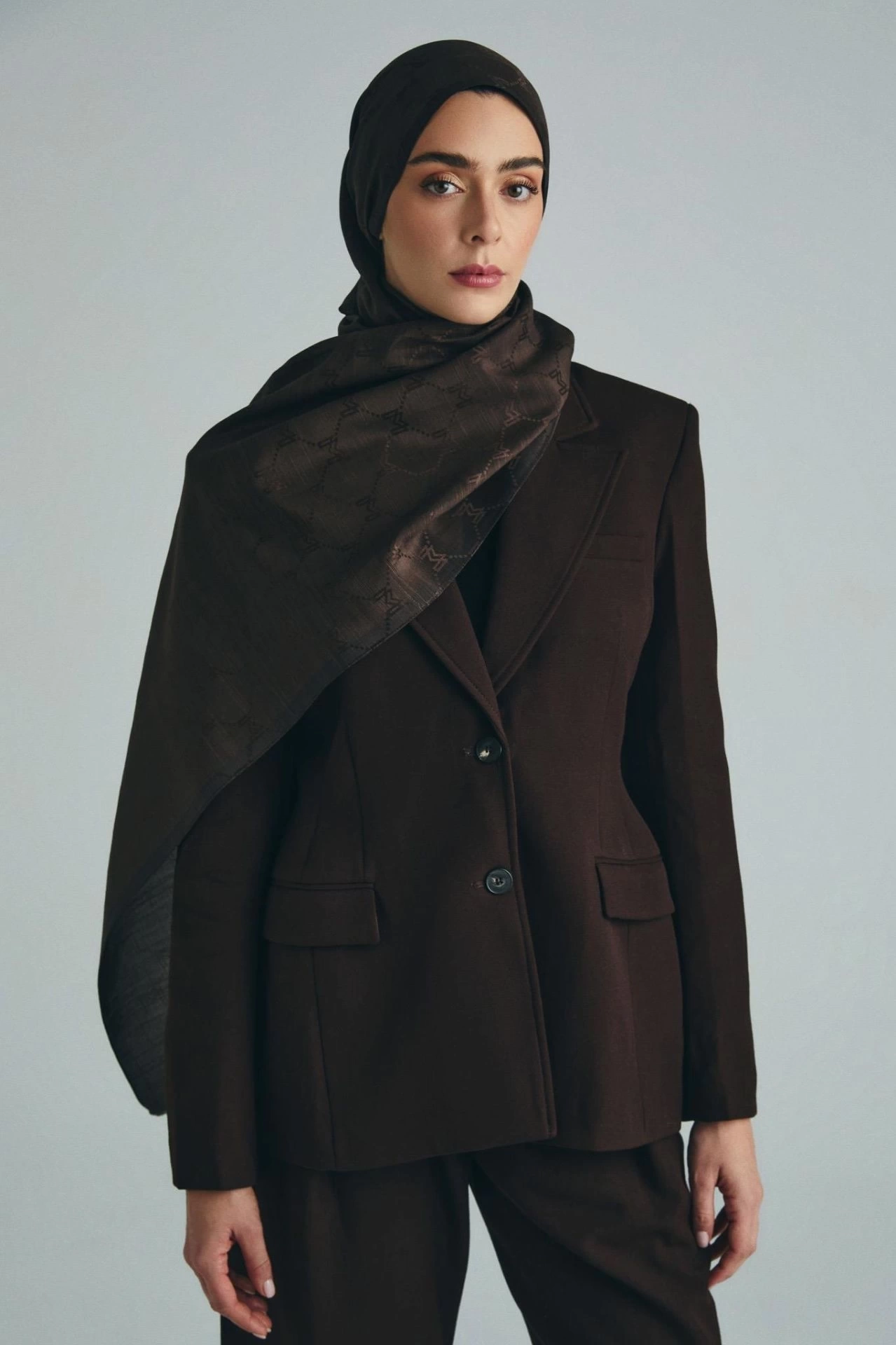 Maisa NEDA PAMUK İPEK ŞAL 70*190 CM - KAHVERENGİ