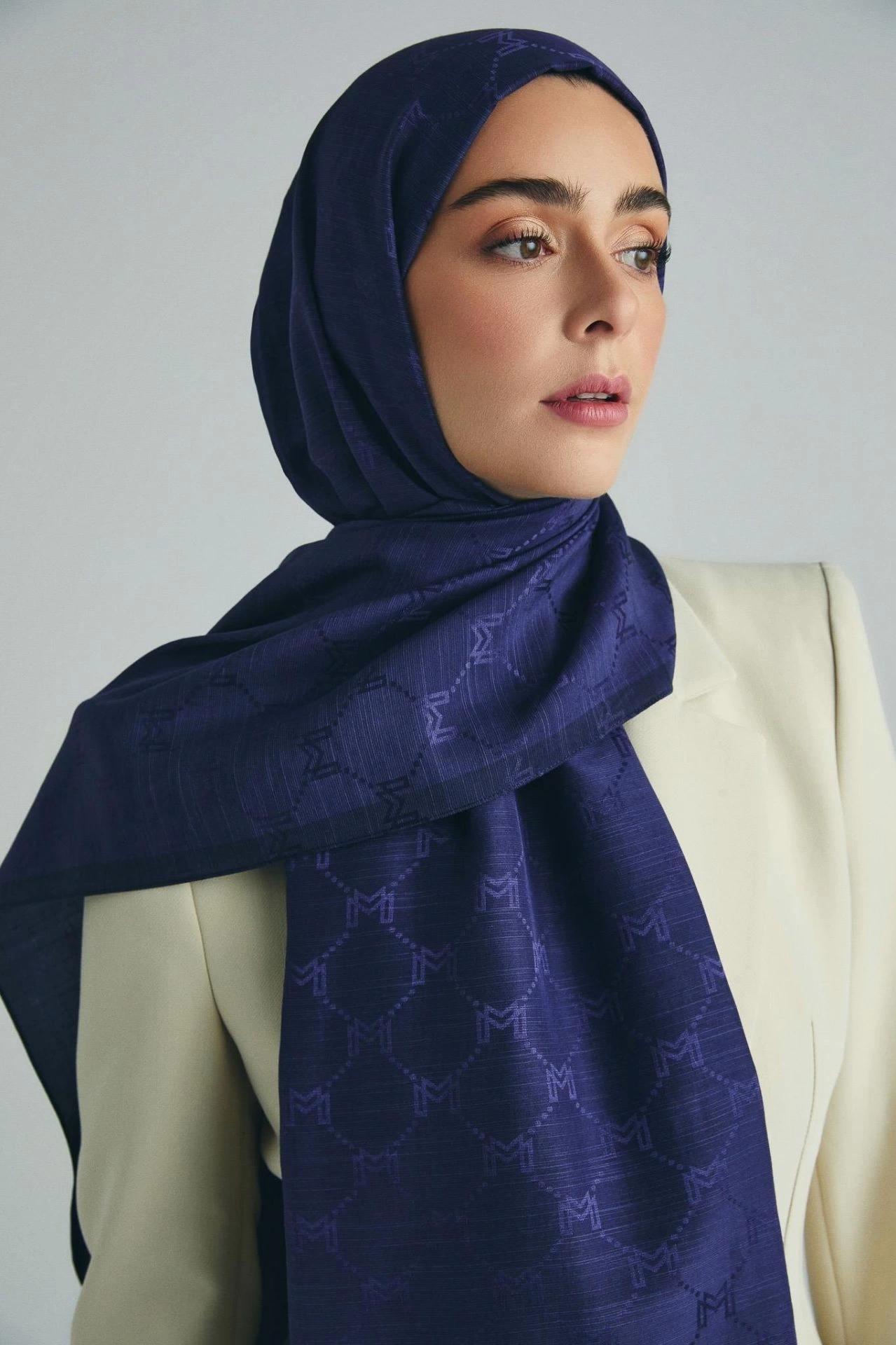 Maisa NEDA PAMUK İPEK ŞAL 70*190 CM - MORCİVERT