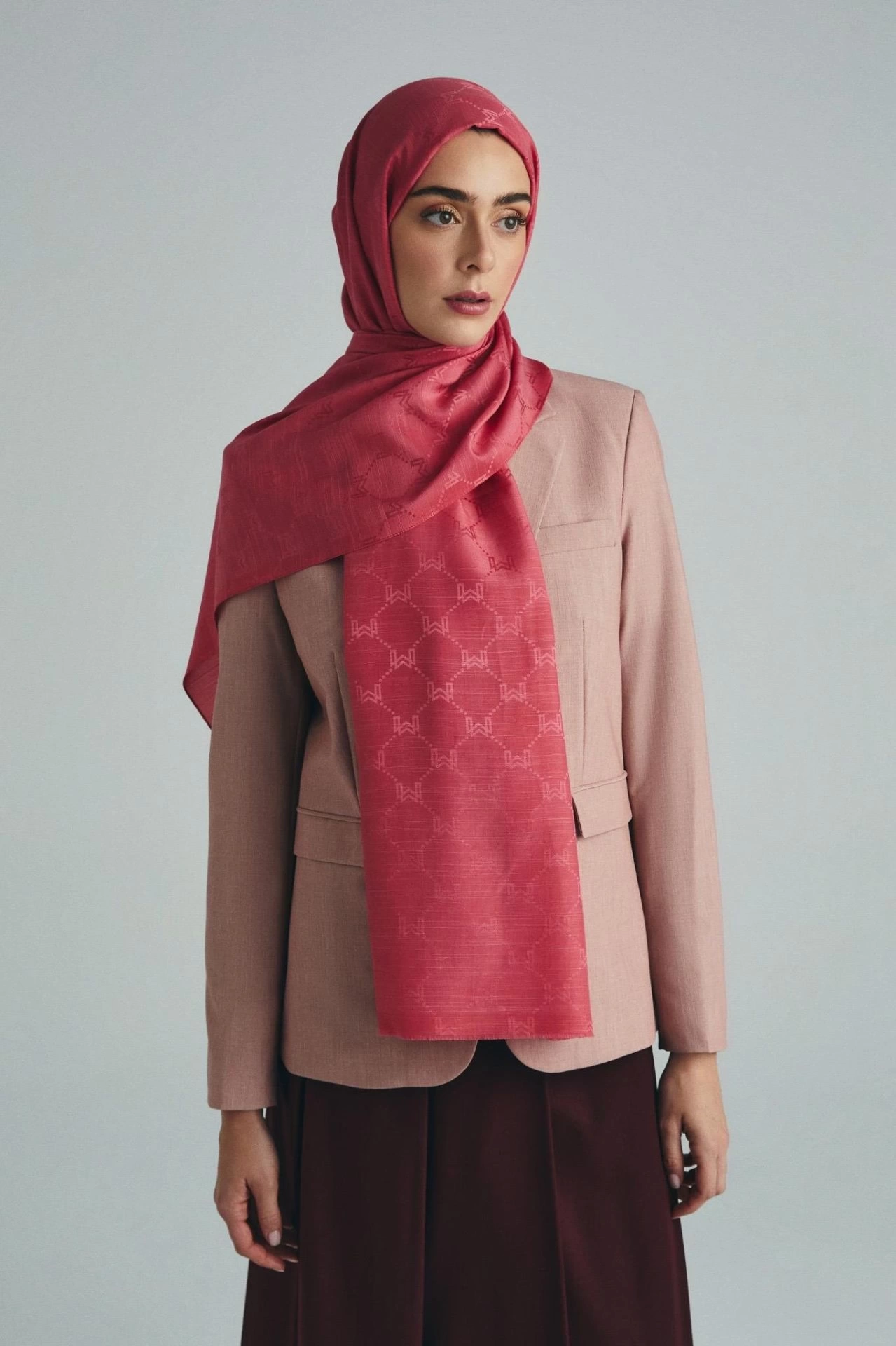 Maisa NEDA PAMUK İPEK ŞAL 70*190 CM - PEMBE