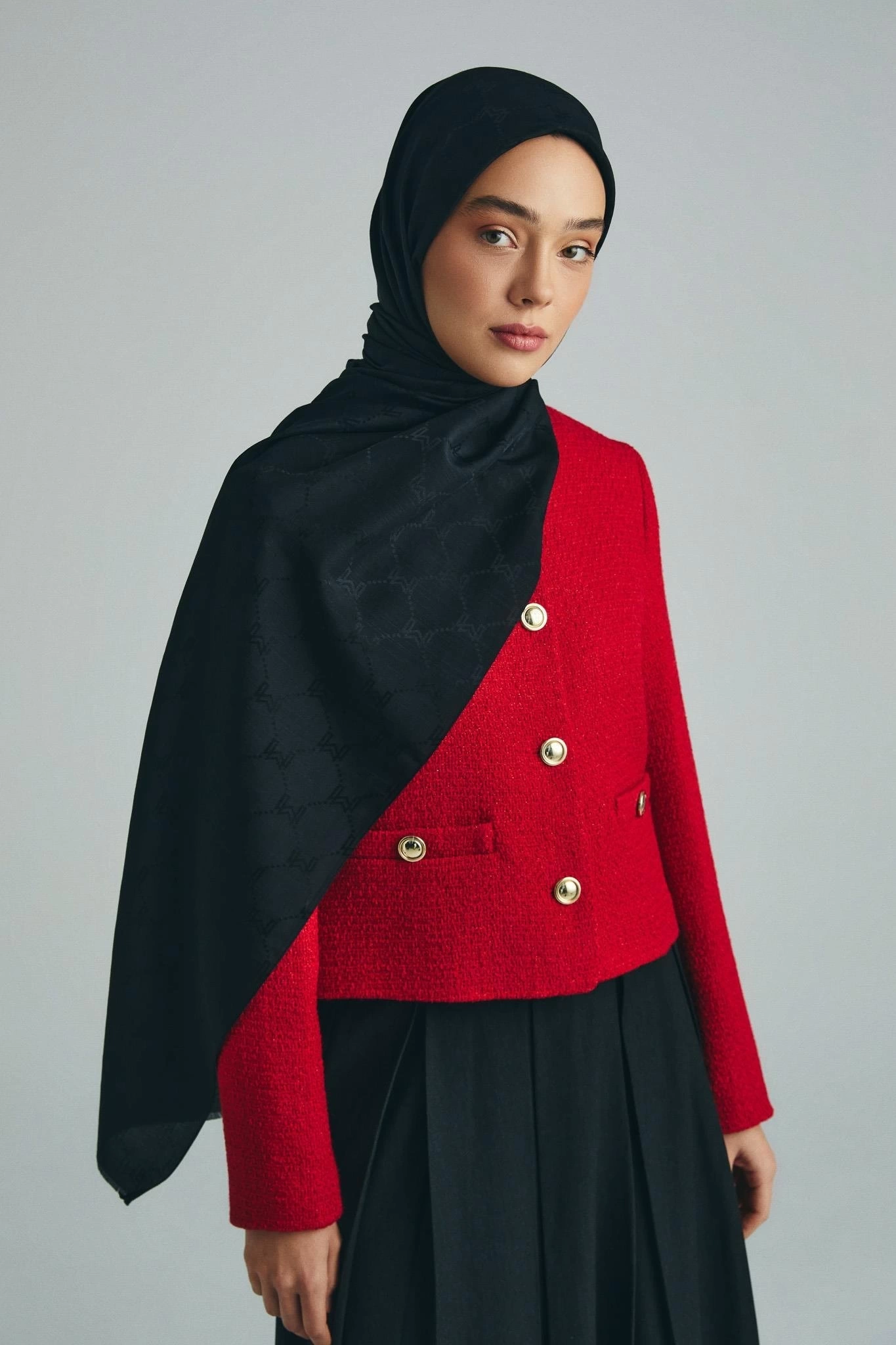 Maisa NEDA PAMUK İPEK ŞAL 70*190 CM - SİYAH