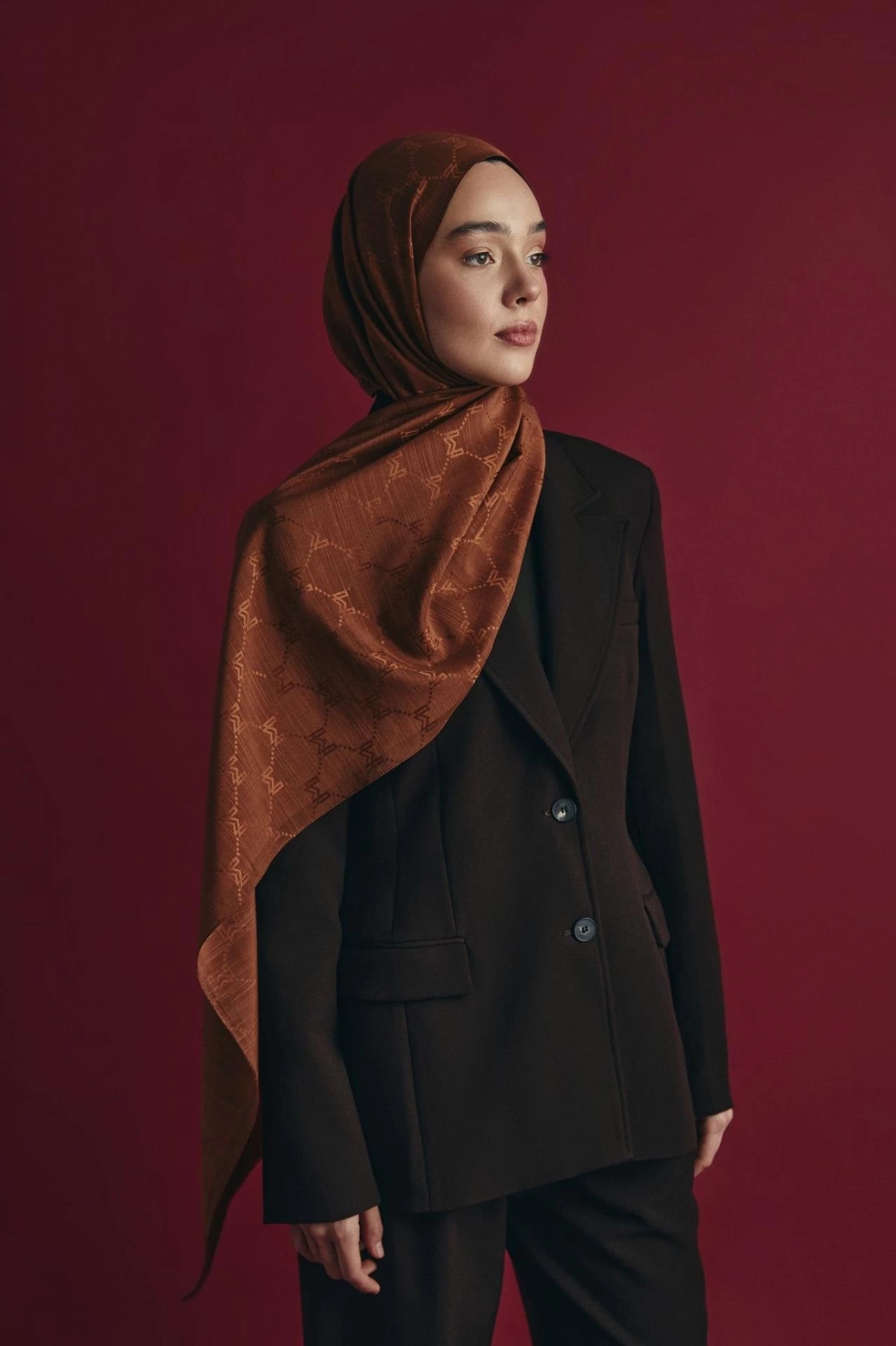 Maisa NEDA PAMUK İPEK ŞAL 70*190 CM - TARÇIN