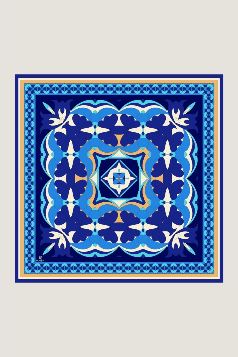 Maisa RANA TİVİL İPEK EŞARP 90*90 CM - MAVİ