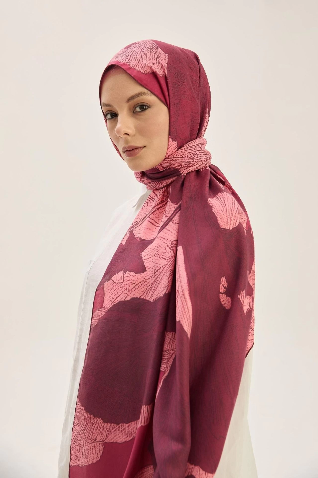 Maisa REŞHA PAMUK İPEK ŞAL 70*190 CM - VİŞNE