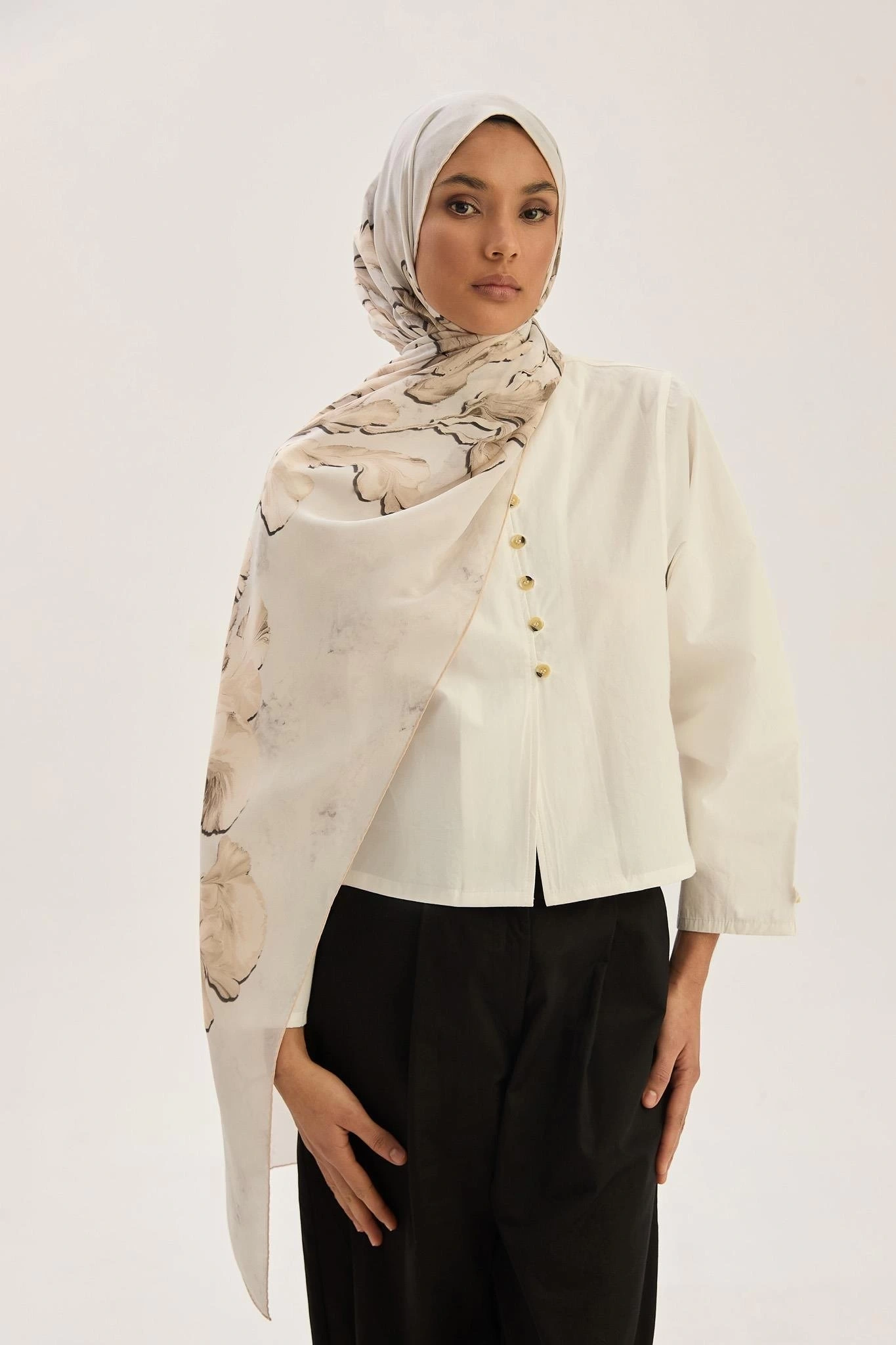 Maisa REYYA KREP İPEK ŞAL 70*190 CM - GÜMÜŞ