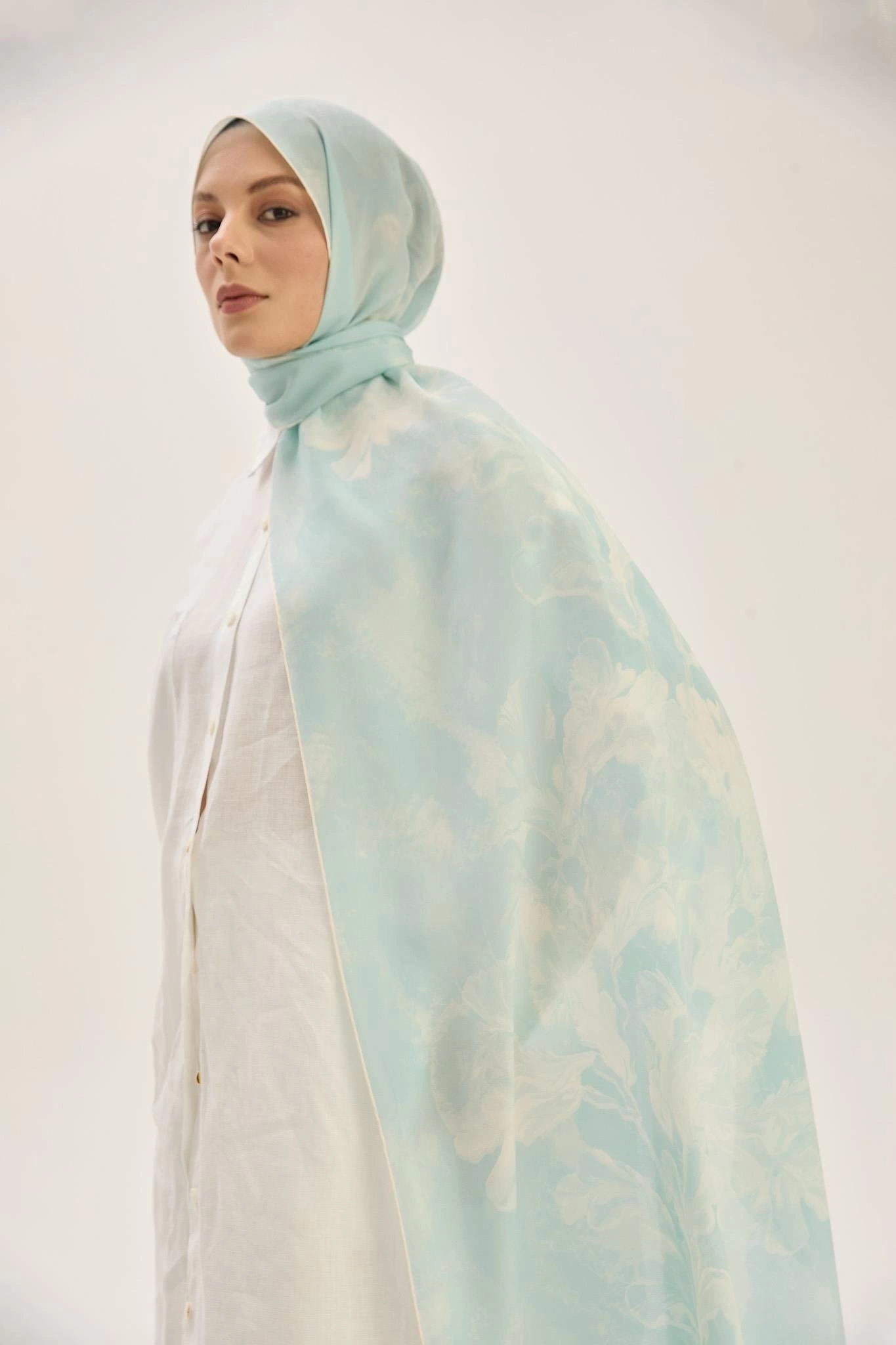 Maisa REYYA KREP İPEK ŞAL 70*190 CM - TURKUAZ