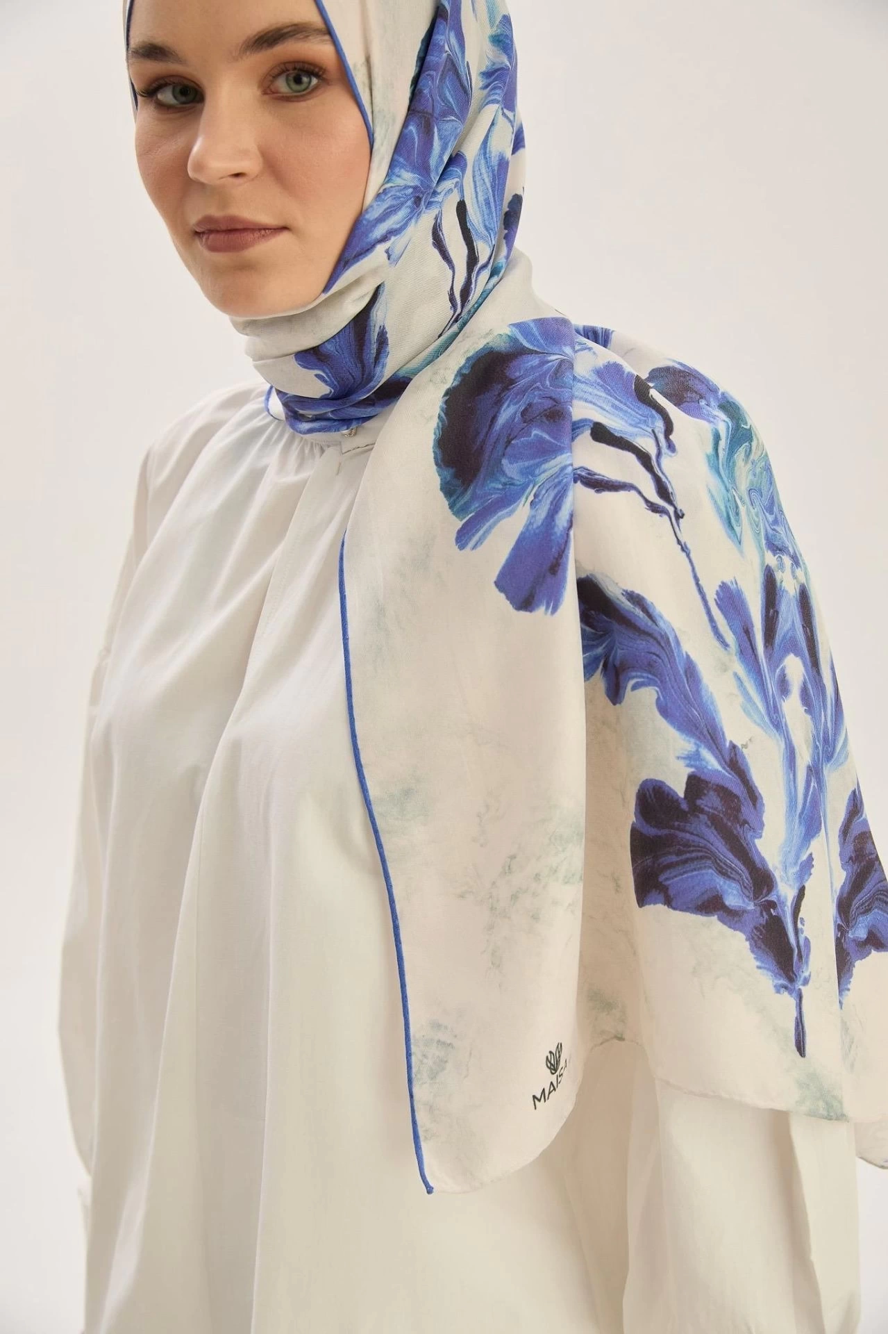 Maisa REYYA PAMUK İPEK ŞAL 70*190 CM - MAVİ