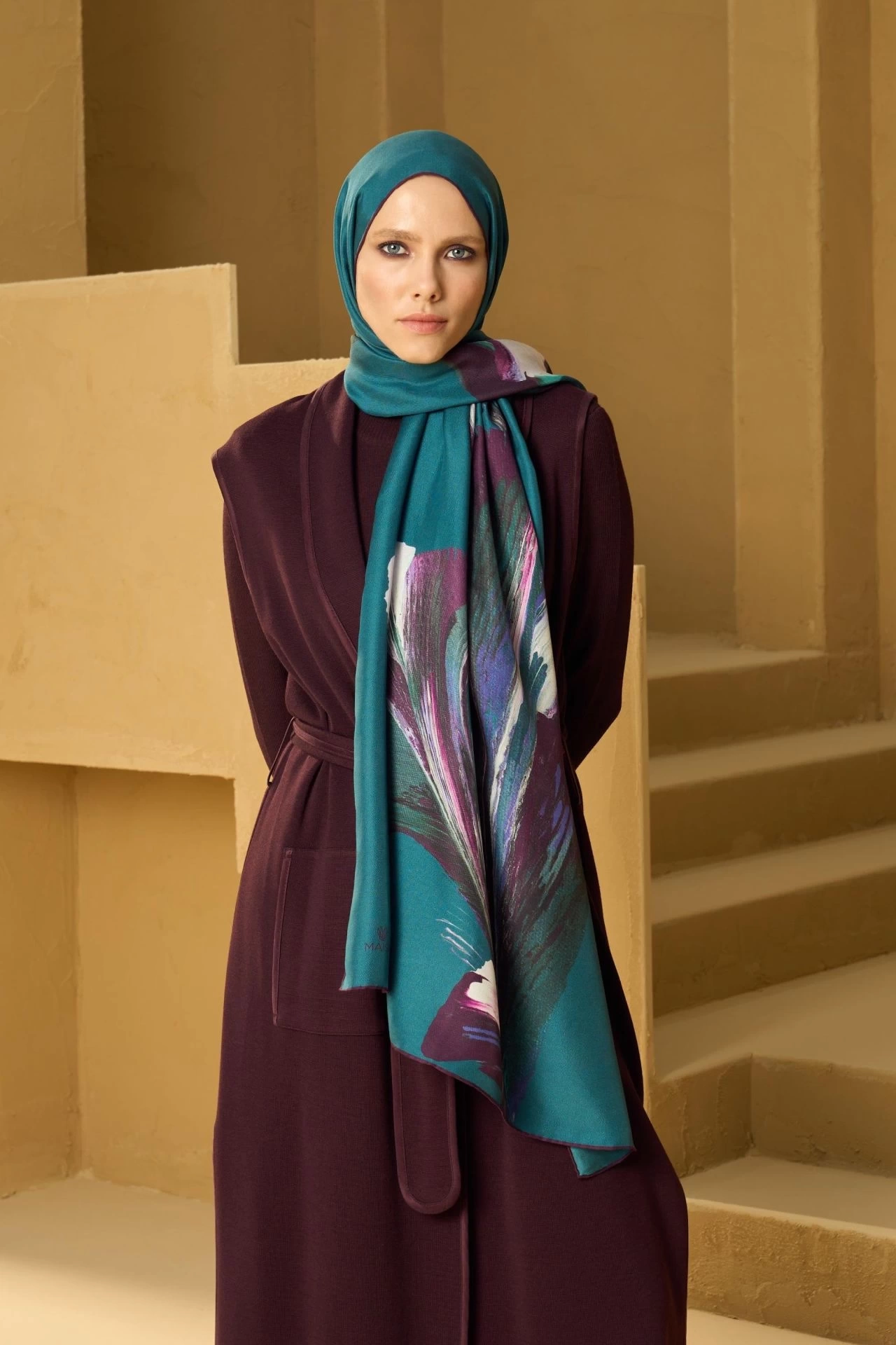 Maisa ŞULE PAMUK İPEK ŞAL 70*190 CM - PETROL MAVİSİ