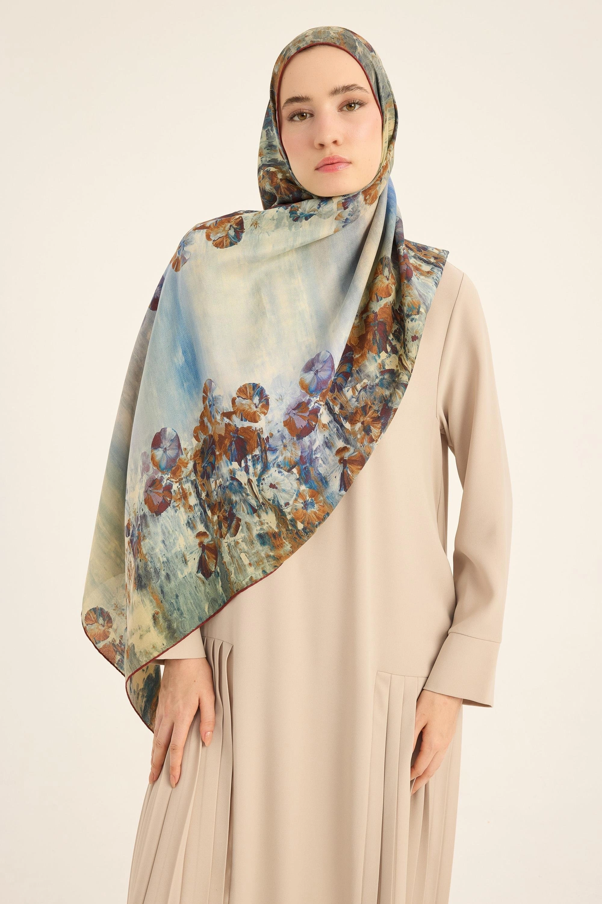 Maisa YONCA PAMUK İPEK ŞAL 70*190 CM - KAHVERENGİ