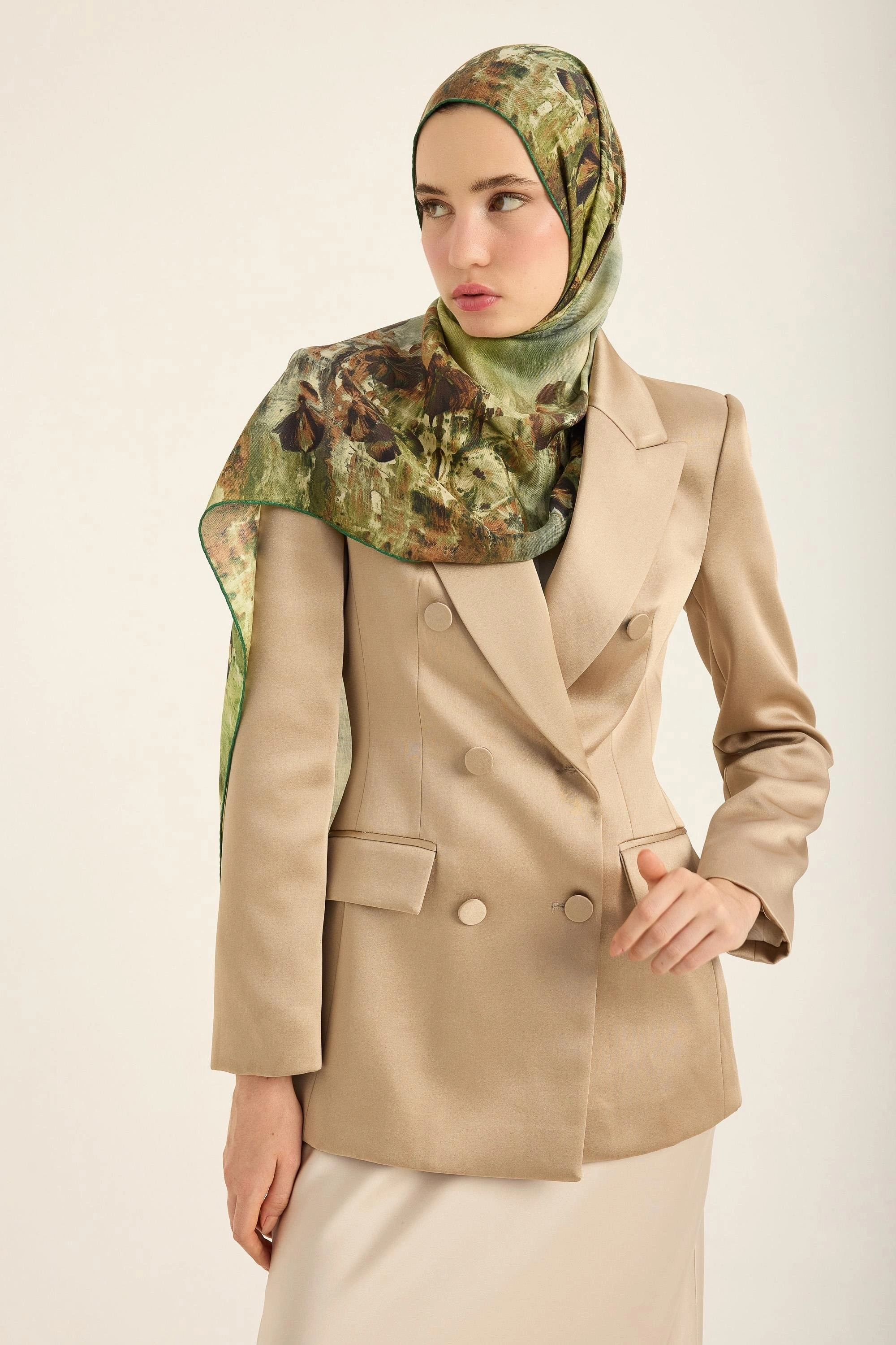 Maisa YONCA PAMUK İPEK ŞAL 70*190 CM - YEŞİL