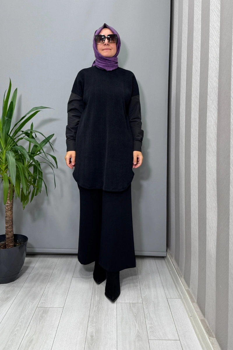 Mascara Arka Düğme Detaylı Tunik Siyah 56MK2117