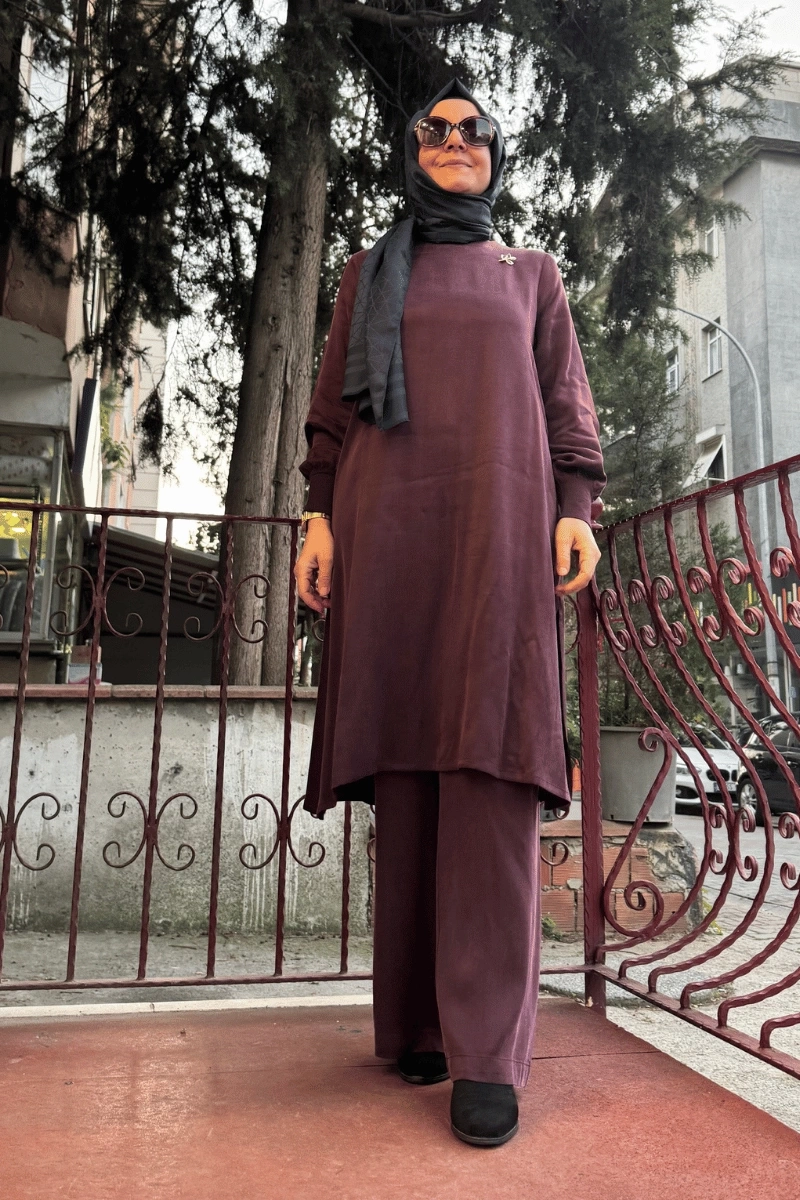 Miss Dalida A Kesim Cupro Tunik Bordo T25K-6004