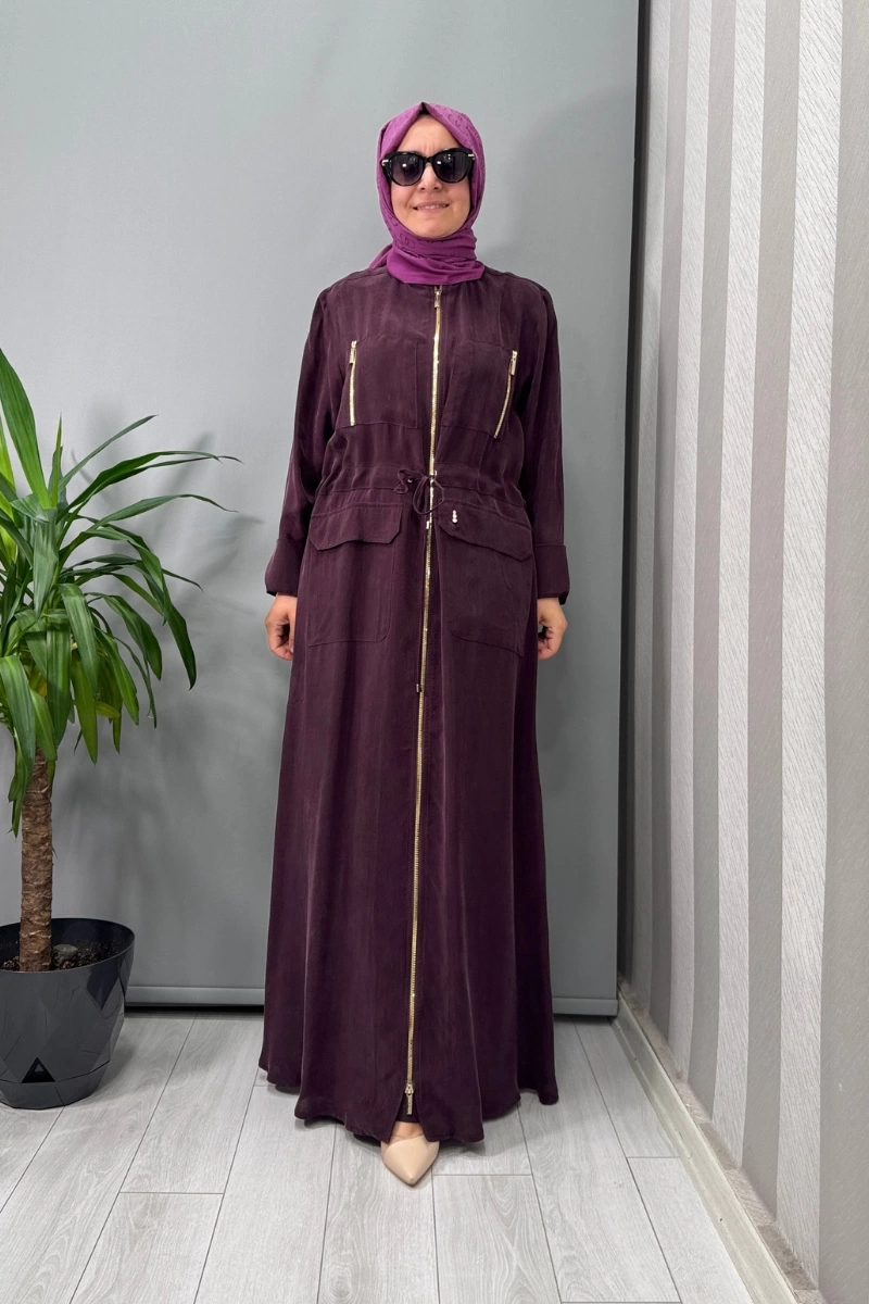 Miss Dalida Beli Büzgülü Cepli Cupro Kap Bordo T25Y-8013