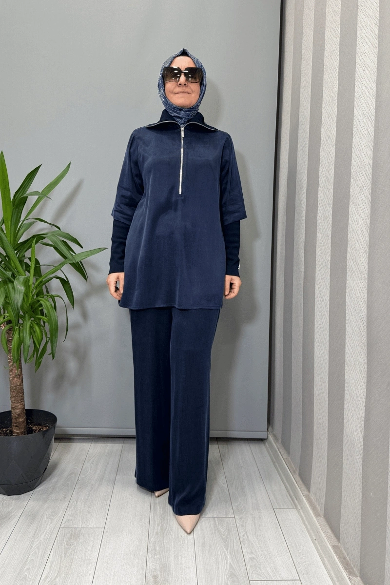 Miss Dalida Cupro Tunik Lacivert T26K-6020