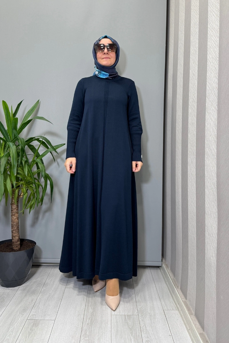 Miss Dalida Düz Renk Rahat Kesim Triko Elbise Lacivert T26K-4009