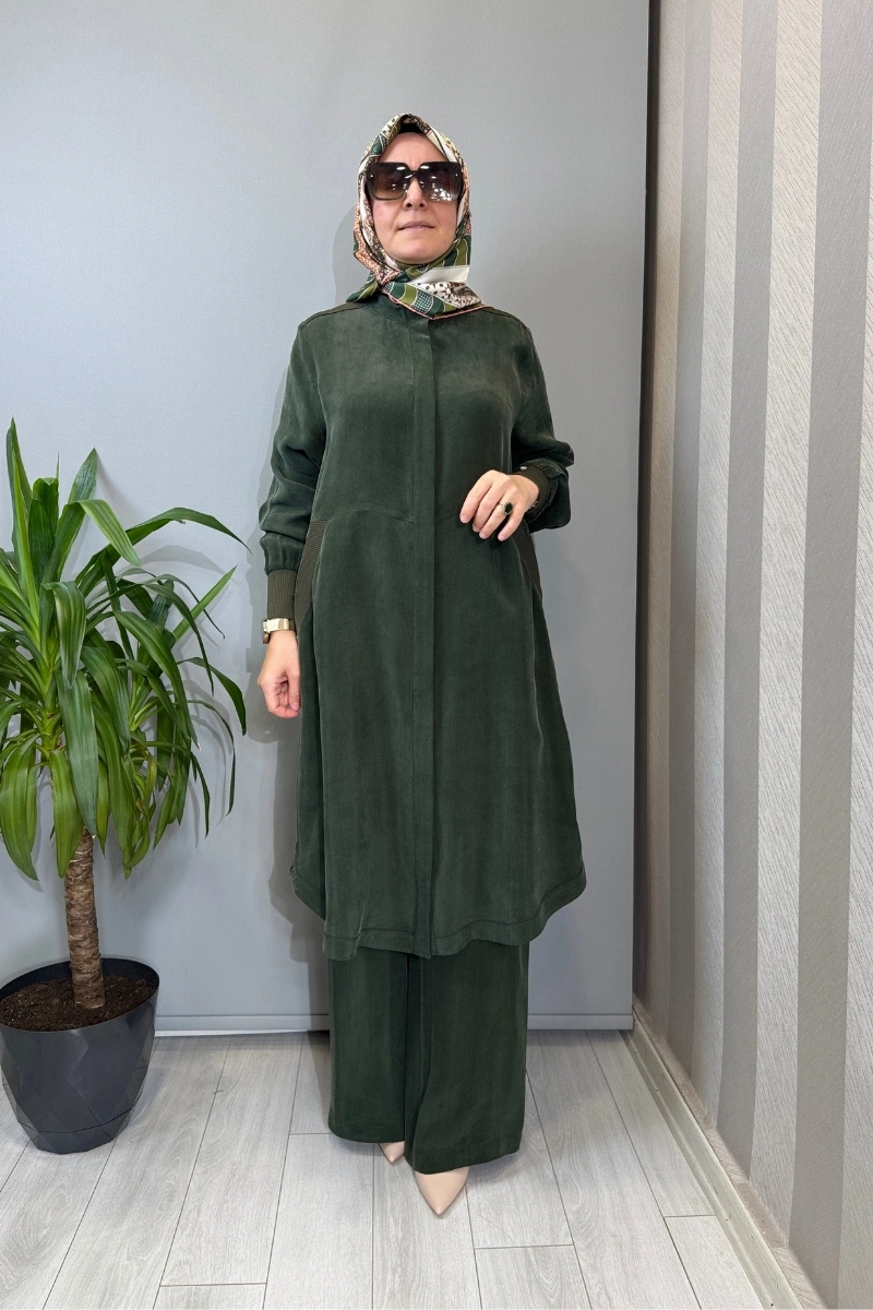 Miss Dalida Hakim Yaka Cepli Cupro Kap Haki T26Y-8008