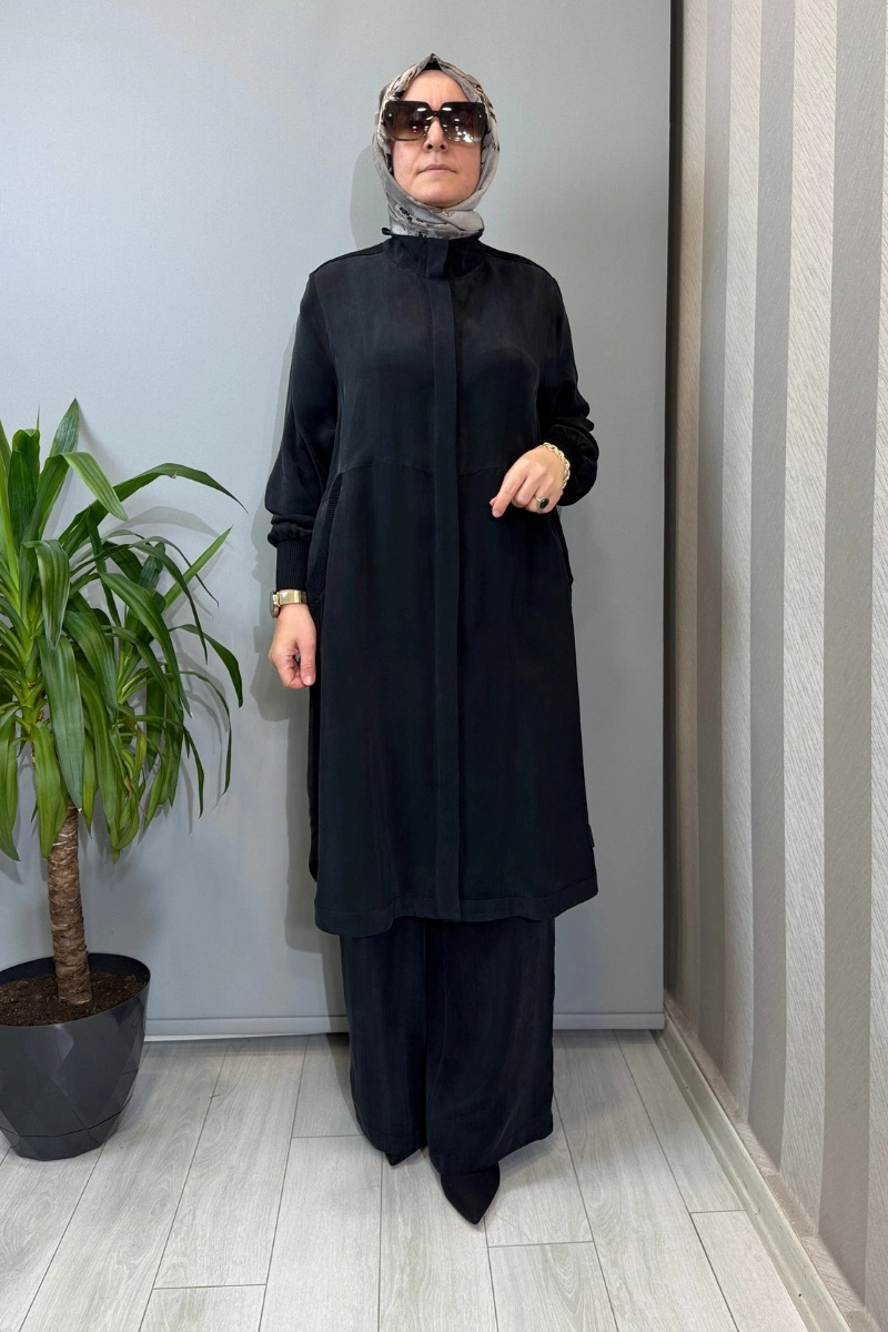 Miss Dalida Hakim Yaka Cepli Cupro Kap Siyah T26Y-8008