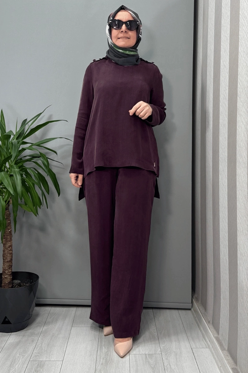 Miss Dalida Omuz Düğme Detaylı Bluz Bordo T25Y-6067