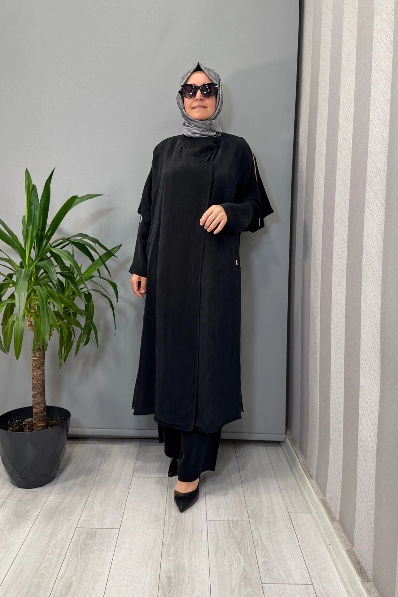 Miss Dalida Omuzu Fermuar Detaylı Ceket Siyah T25Y-8001