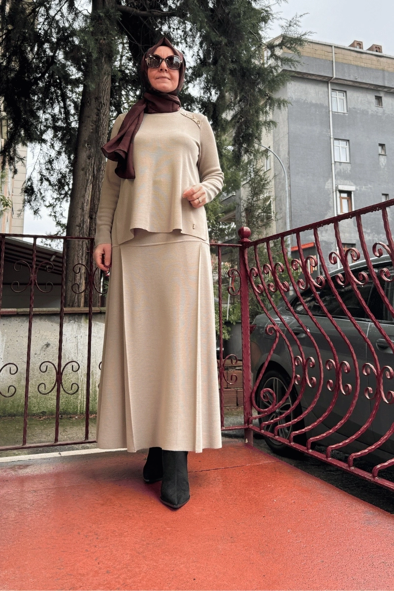 Miss Dalida مع تفاصيل زرين في الأمام، تونيك ترايكو حجري T25K-6018