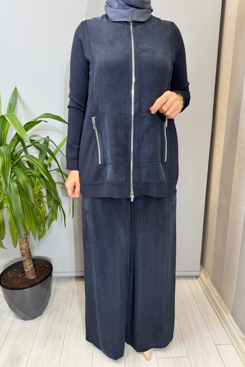 Miss Dalida T26Y-7010 Cupro Cepli Pantolon Etek Lacivert T26Y-7010