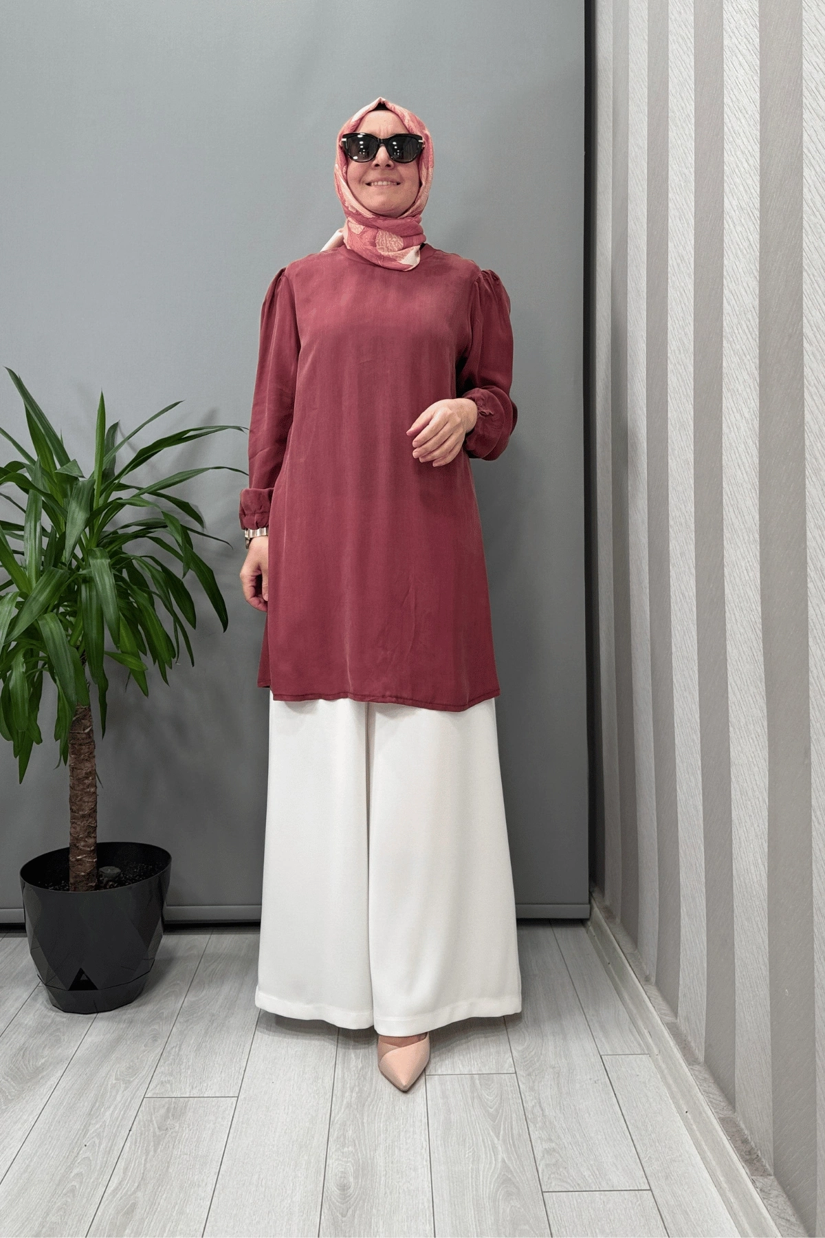 Misswhence Basic Cupro İpek Tunik Gül Kurusu 37025