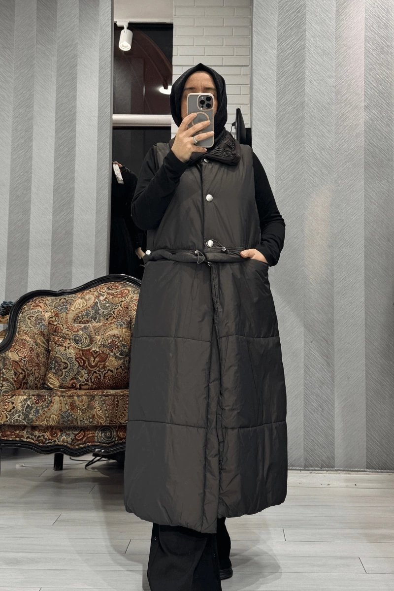 Misswhence Bel Fermuar Detaylı Yelek Kahve 36702