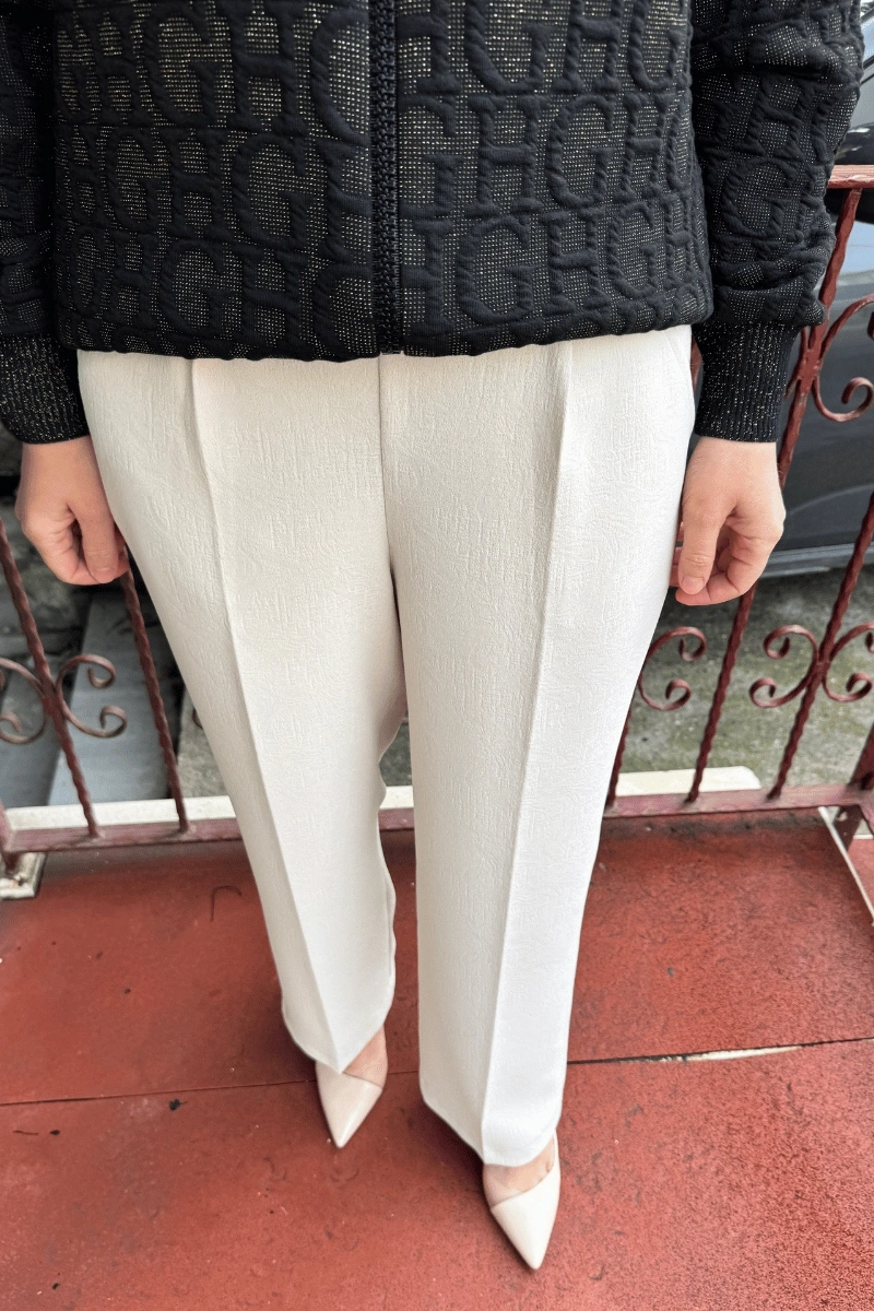 Misswhence Beli Lastikli Cepli Kalem Pantolon Bej 36102