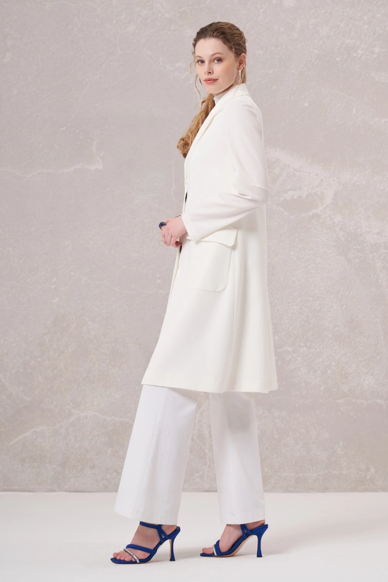 Misswhence Blazer Uzun Ceket Ekru 35203