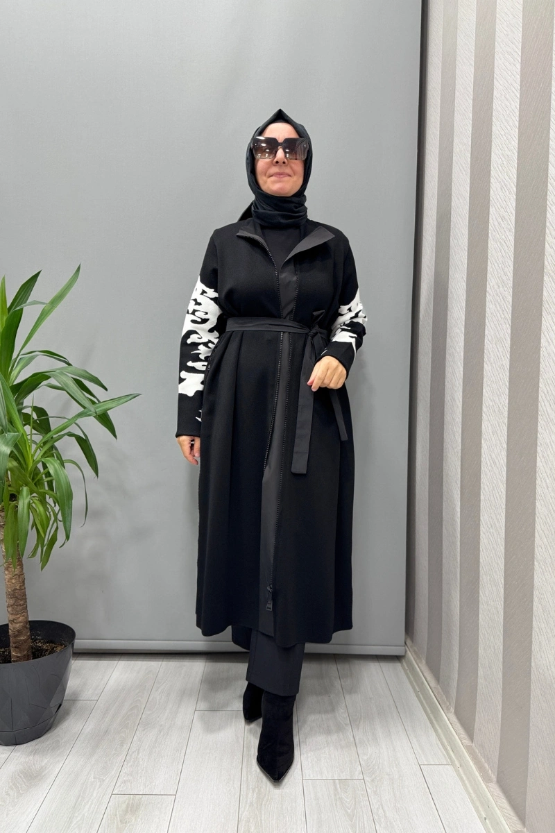 Misswhence Çelik Örme Fermuarlı Triko Kap Siyah Miss262