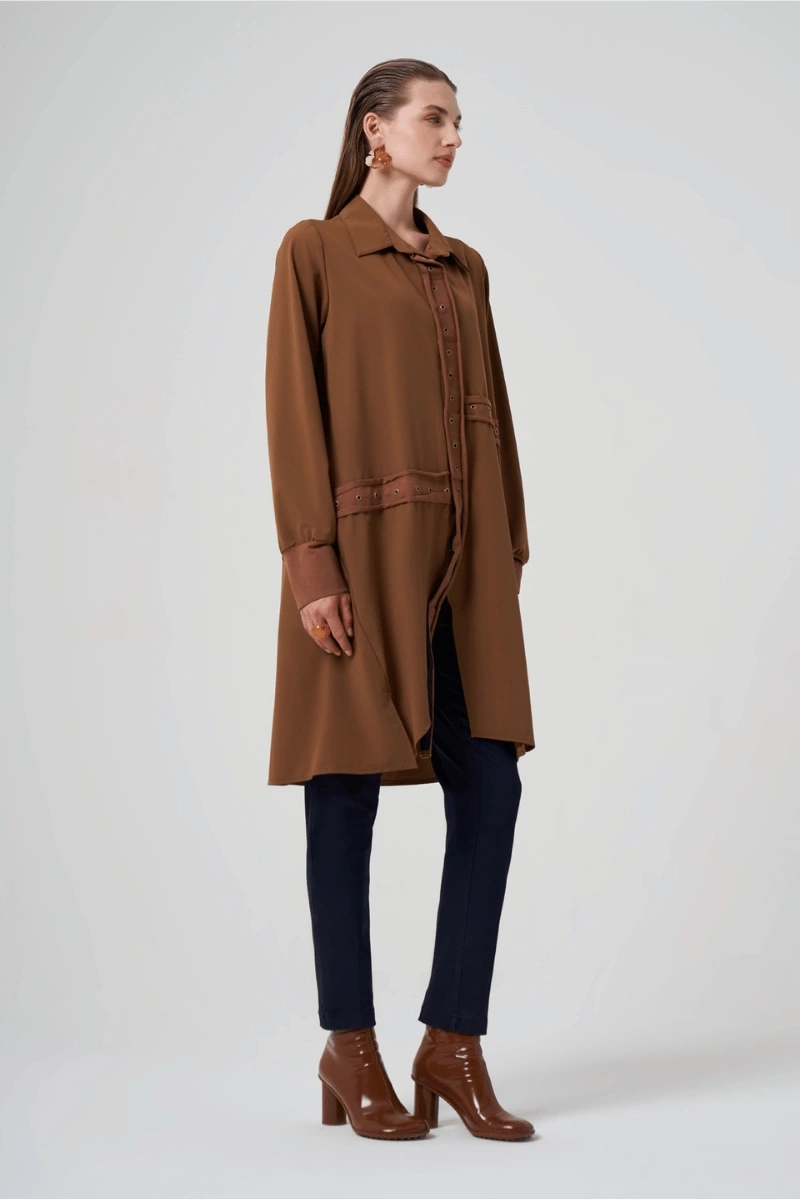 MissWhence Çıtçıtlı Gömlek Kap Taba 36412