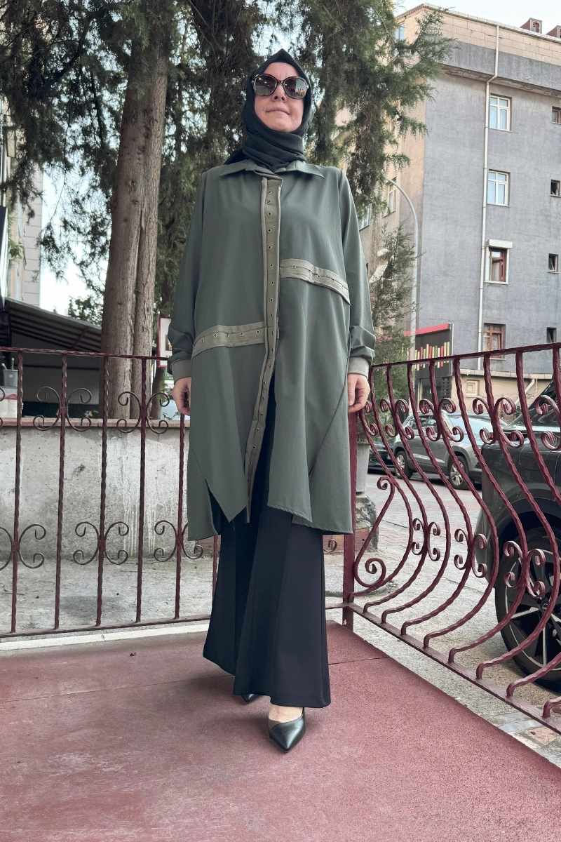 MissWhence Snap Fastened Shirt Coat Green 36412