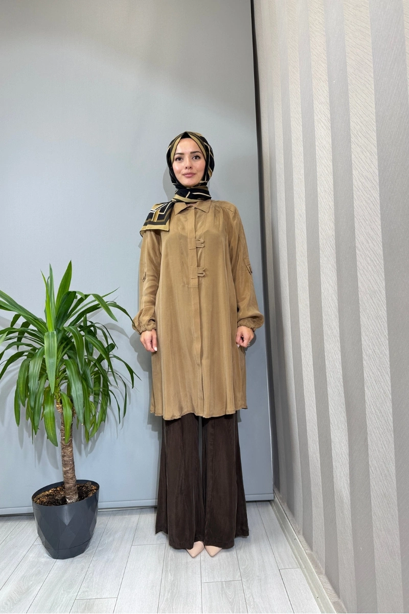 Misswhence Cupra İpek Gömlek Camel 39303
