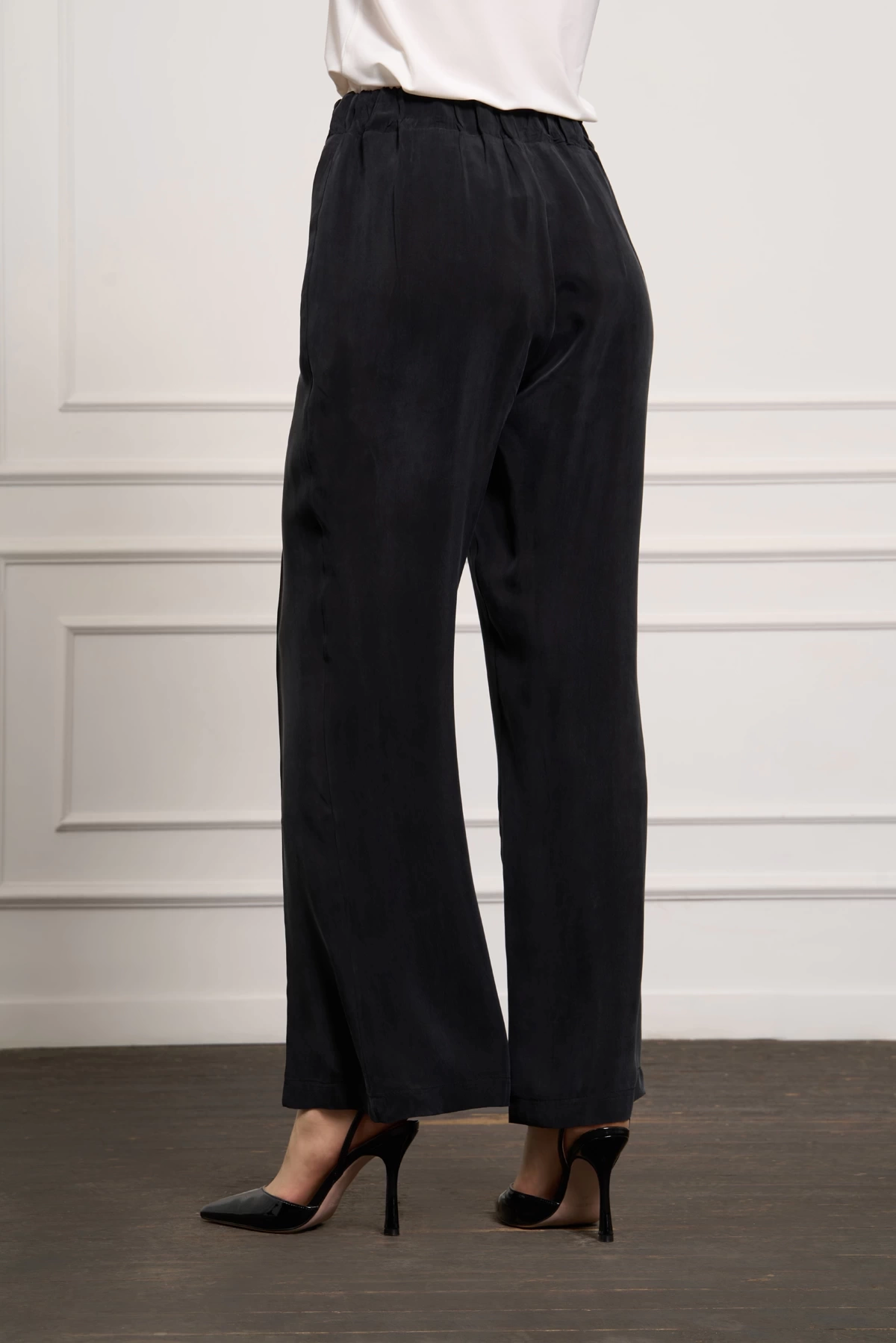 Misswhence Cupro İpek Bol Pantolon Siyah 37110