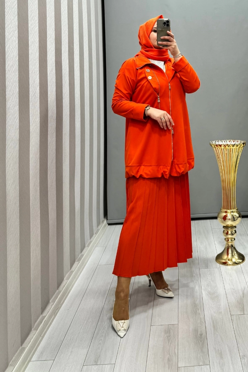 Misswhence Fermuar Detaylı Ceket Oranj 35312