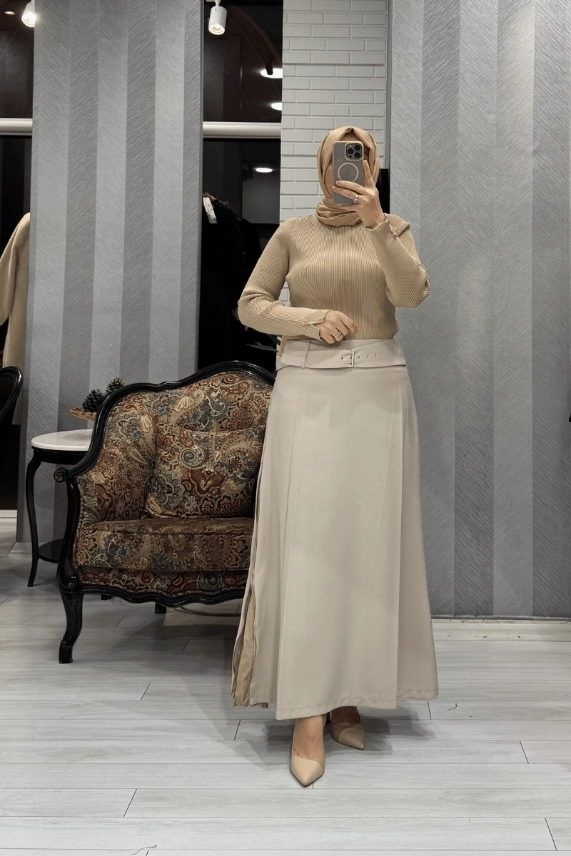 Misswhence Fermuar Detaylı Etek Taş 36904