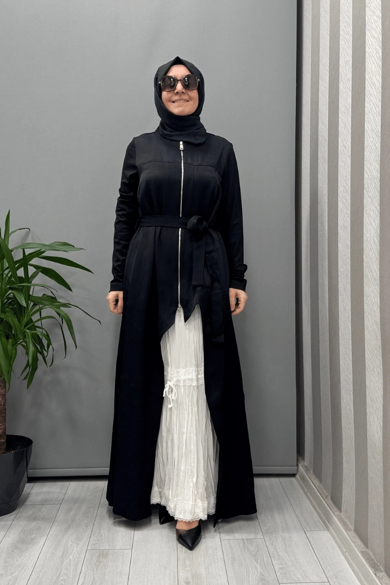Misswhence İkili Chanel Keten Elbise Siyah 37806