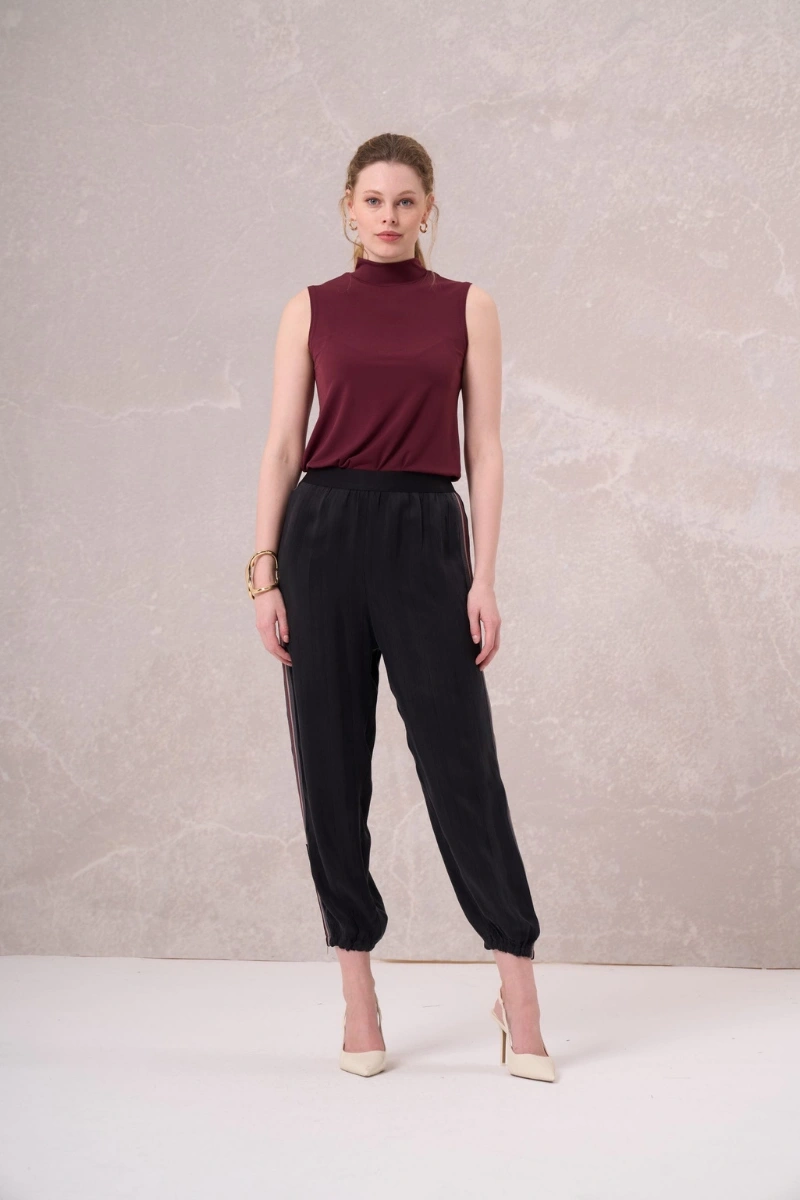 Misswhence İpek Şerit Detaylı Pantolon Siyah 35107