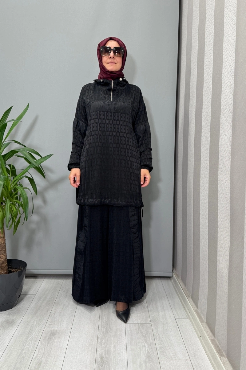 Misswhence İpek Tunik Pantolon Takım Siyah 38034