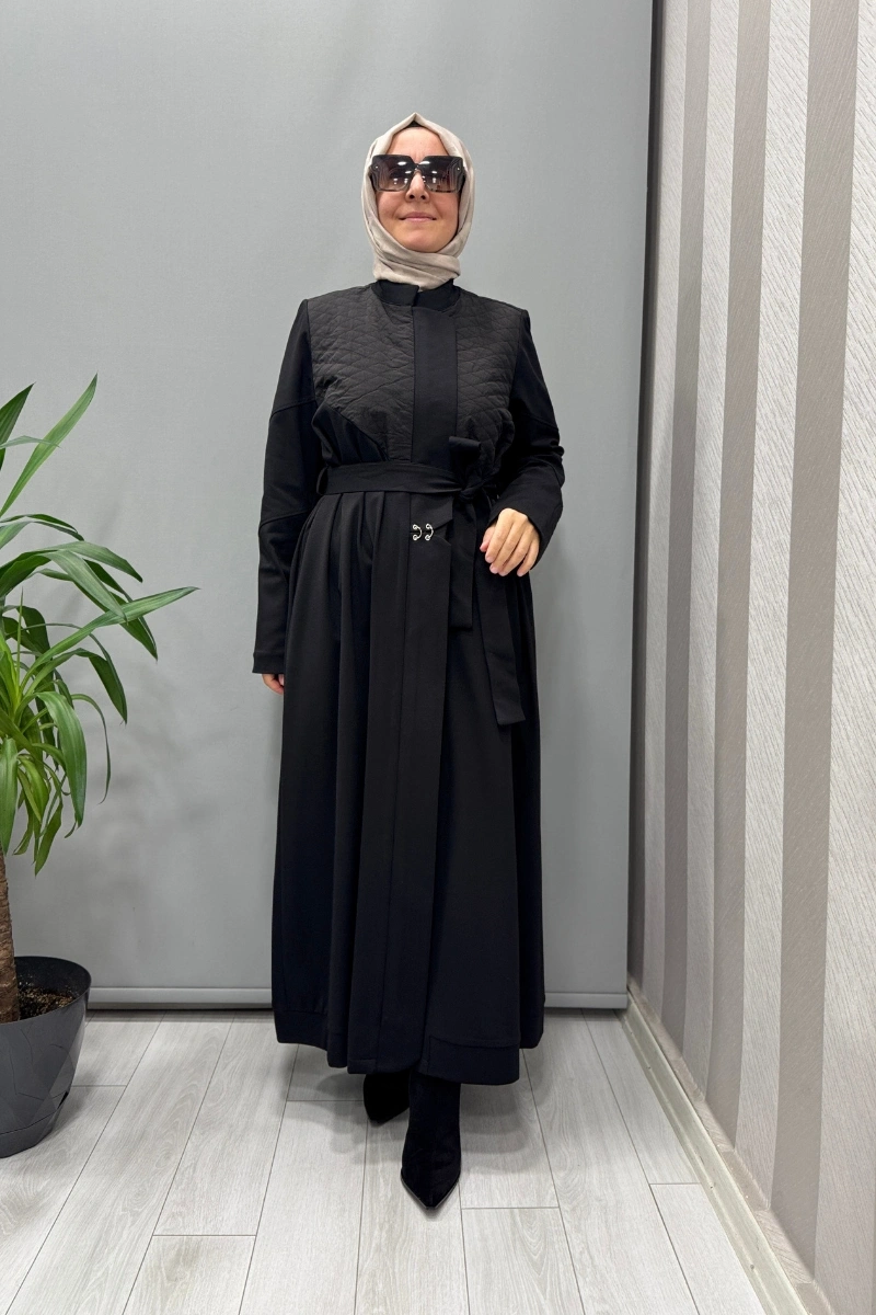 Misswhence Kapitone Detaylı Pardesü Siyah 38527