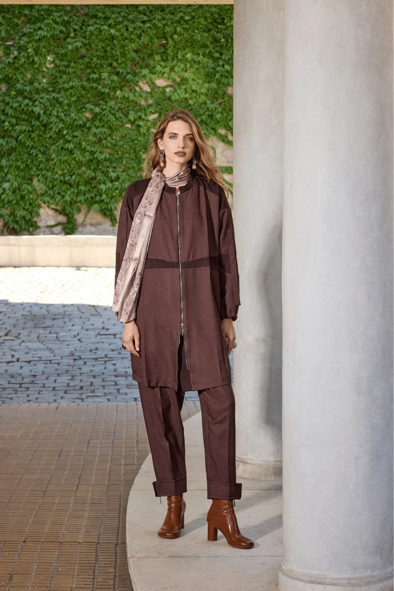 MissWhence Seasonal Zippered Shirt Coat Coffee 36407