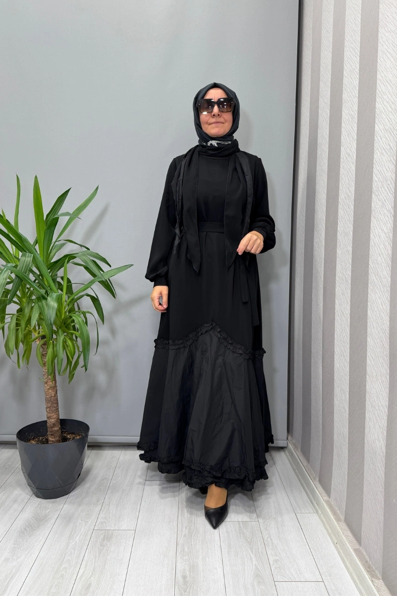 Misswhence Tafta Elbise Siyah 38826