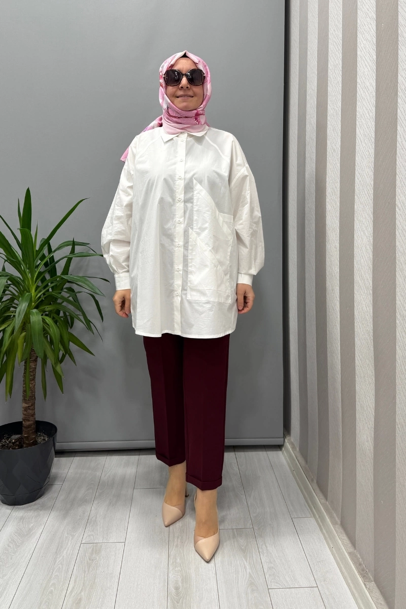 QOOQ Poplin Gömlek Beyaz 25SS204