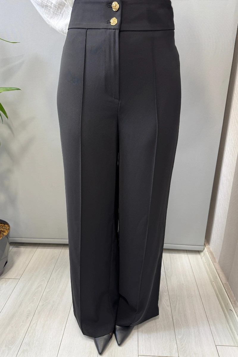 Sentez Arkası Lastikli Pantolon Siyah 5662