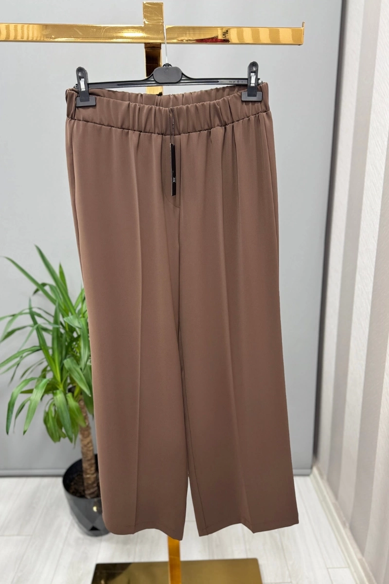 Sentez Colmar Beli Lastikli Geniş Pantolon Açık Kahve 5580