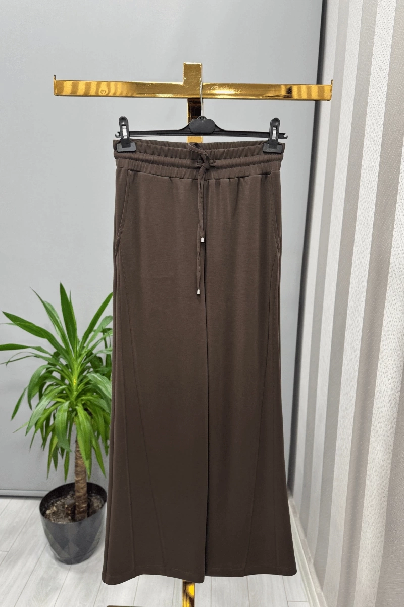 Sentez Divanna Modal Geniş Paça Pantolon Kahve 5584