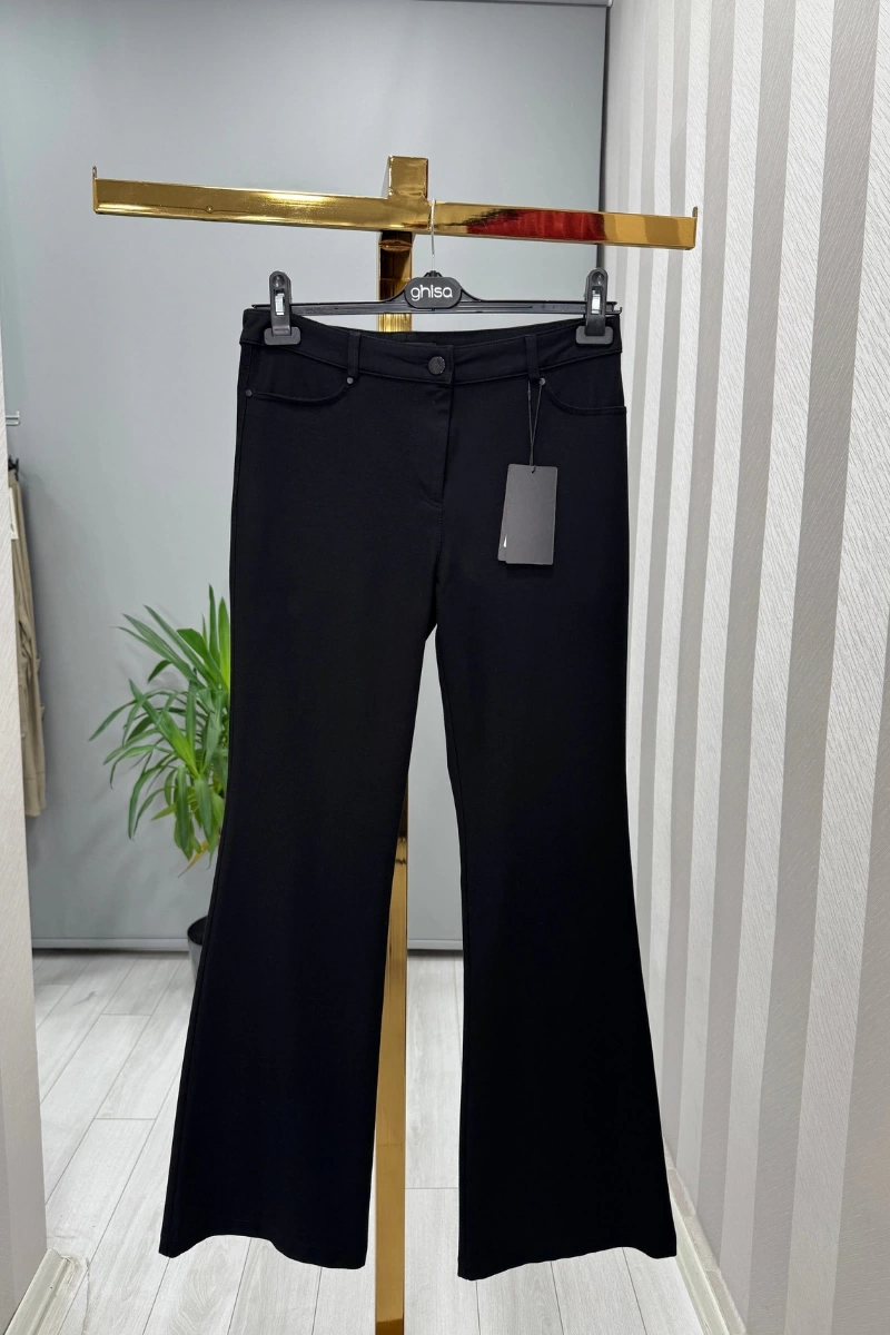 Sentez Kanvas İspanyol Paça Pantolon Siyah 5531