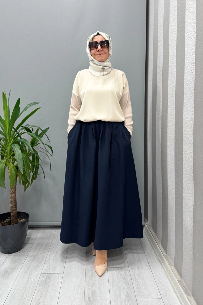 Sentez Lior Kloş Etek Lacivert 5466