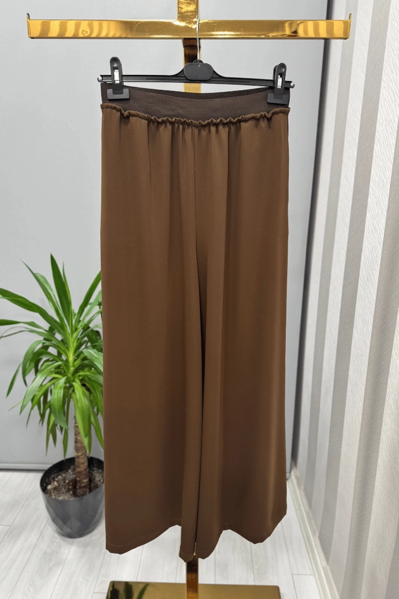Sentez Logos Geniş Paça Pantolon Kahve 5561